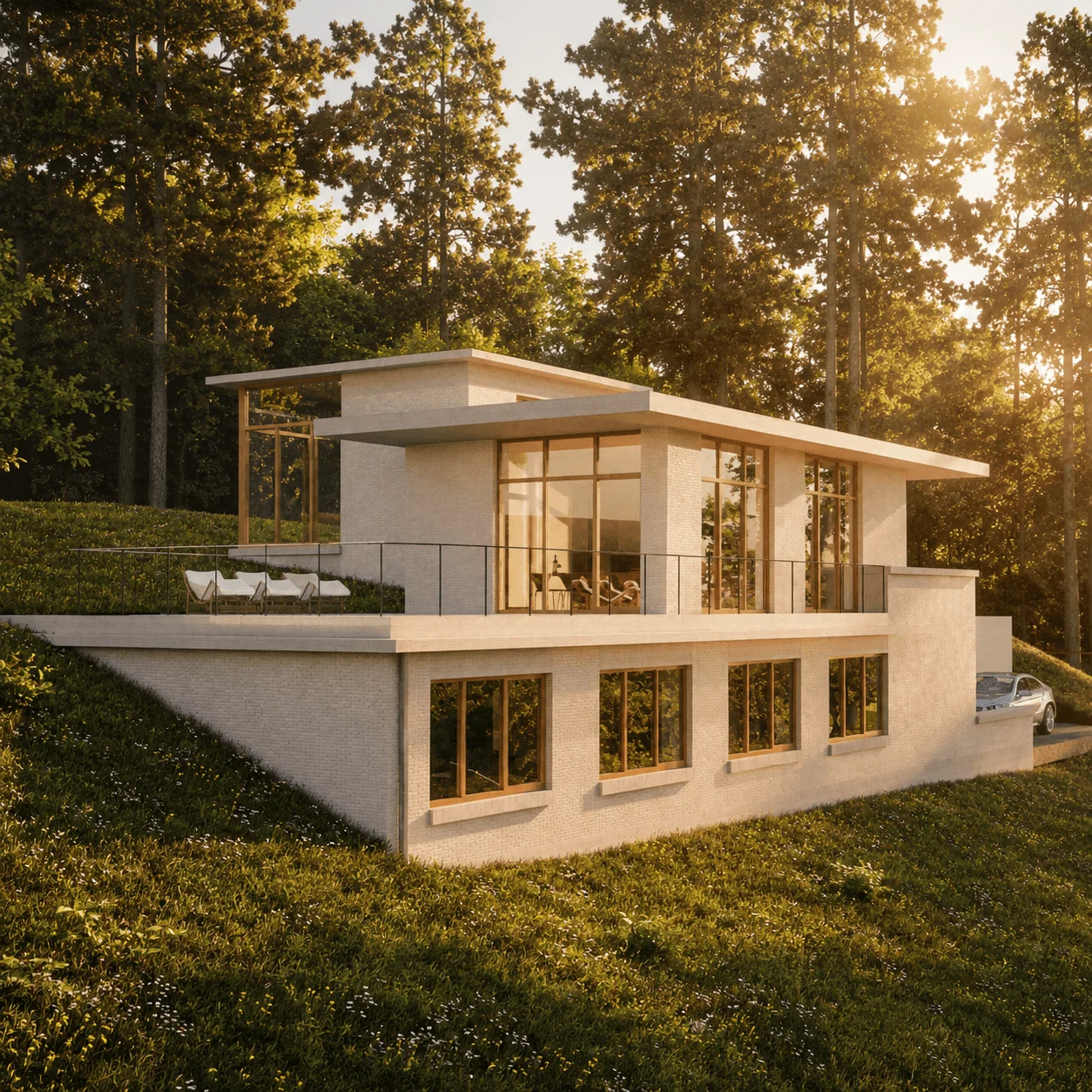 Midcentury nieuwbouwwoning in Kessel-Lo door Inclusief architecten